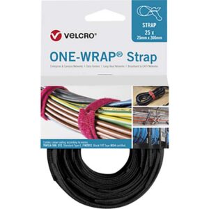 VELCRO® Fire retardant Black Reclosable Fastener, 25mm x 300mm - Image 1