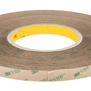 3M F9473PC Transparent Double Sided Paper Tape, 0.26mm Thick, Acrylic Backing, 12mm x 55m - Image 1