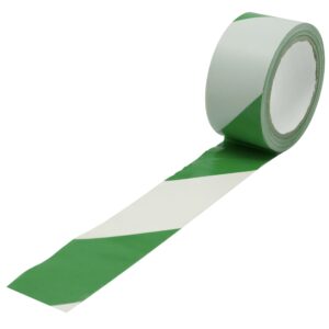 RS PRO Green/White PVC 33mm Hazard Tape, 0.15mm Thickness - Image 1
