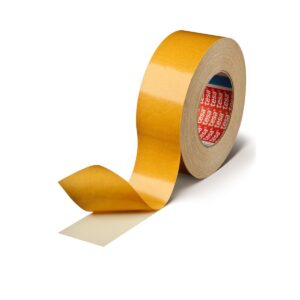 Tesa 04964-00073-00 White Double Sided Tape, 0.39mm Thick, 7.6 N/cm, Fabric Backing, 12mm x 50m - Image 1