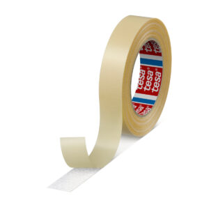 Tesa 04934-00000-00 White Double Sided Tape, 0.2mm Thick, 24 N/cm, Fabric Backing, 25mm x 25m - Image 1