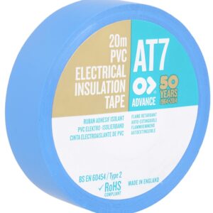 Advance Tapes AT7 Blue PVC Electrical Tape, 19mm x 20m - Image 1