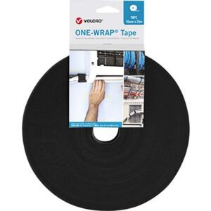 Velcro Black Hook & Loop Tape, 16mm x 25m - Image 1
