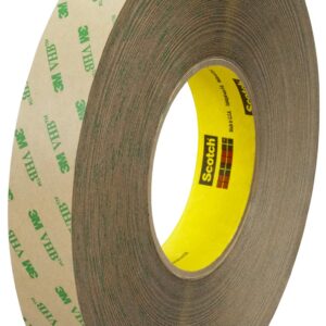 3M 9473 Clear Double Sided Plastic Tape, 0.36mm Thick, 1 N/cm, PET Backing, 19mm x 55m - Image 1