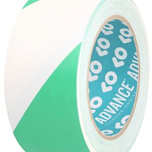 Advance Tapes AT8 Green/White PVC 33m Hazard Tape, 0.14mm Thickness - Image 1