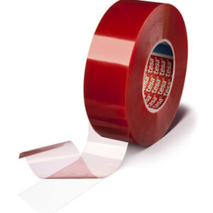 Tesa 04964-00075-00 Transparent Double Sided Plastic Tape, 0.160mm Thick, 13,4 N/cm, PET Backing, 50mm x 50m - Image 1