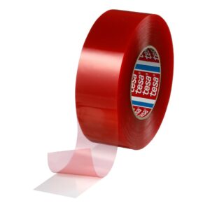 Tesa 04965-00014-00 Transparent Double Sided Plastic Tape, 0.205mm Thick, 11,8 N/cm, PET Backing, 50mm x 50m - Image 1