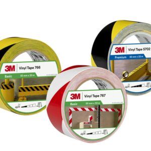 3M 766i Black, Yellow PVC 33m Hazard Tape, 0.125mm Thickness - Image 1
