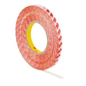 3M White Double Sided Polyester Tape, 0.2mm Thick, Polyester Film Backing, 12mm x 50m - Image 1