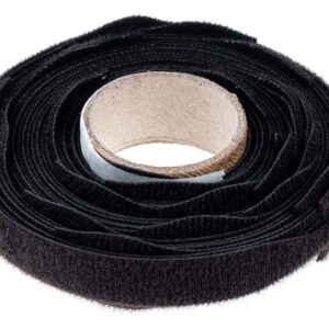 RS PRO  Self Engaging Black Hook & Loop Tape, 20mm x 200mm - Image 1