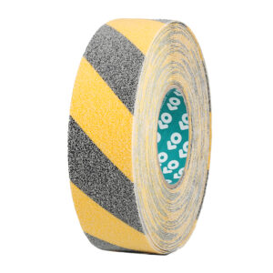 Advance Tapes Black/Yellow 18m Hazard Tape, 1mm Thickness - Image 1
