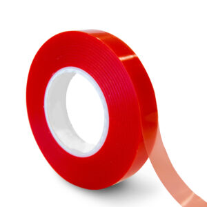 RS PRO F40 Red Double Sided Polyester Tape, 0.2mm Thick, Polyester Backing, 12mm x 50m - Image 1