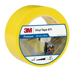 3M 7100260283 Yellow PVC 33m Hazard Tape, 0.14mm Thickness "471 YELLOW" - Image 1