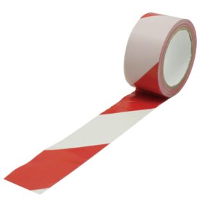RS PRO Red/White PVC 33mm Hazard Tape, 0.15mm Thickness - Image 1
