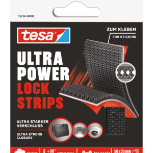 Tesa Adhesive, Self engaging Black Hook & Loop Tape, 25mm x 50mm - Image 1