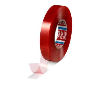 Tesa 04965-00179-00 Transparent Double Sided Tape, 0.205mm Thick, 10.3 N/cm, PET Backing, 25mm x 50m - Image 1