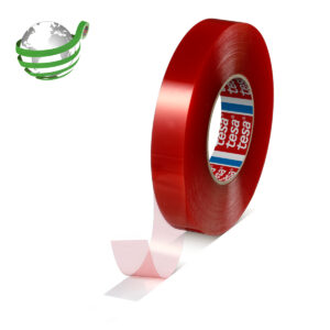 Tesa 04965-00179-00 Transparent Double Sided Tape, 0.205mm Thick, 10.3 N/cm, PET Backing, 25mm x 50m - Image 1