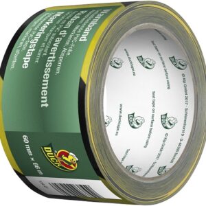 DUCK TAPE 223533 Black/Yellow PVC Film 66m Hazard Tape, 0.04mm Thickness - Image 1