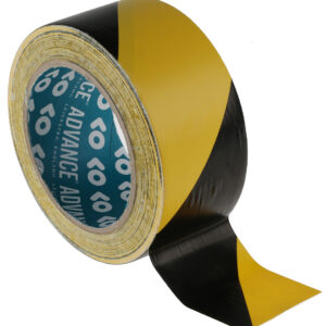 Advance Tapes AT8 Black/Yellow PVC 33m Hazard Tape, 0.14mm Thickness - Image 1